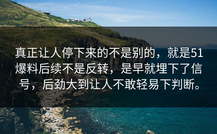 真正让人停下来的不是别的，就是51爆料后续不是反转，是早就埋下了信号，后劲大到让人不敢轻易下判断。  第1张