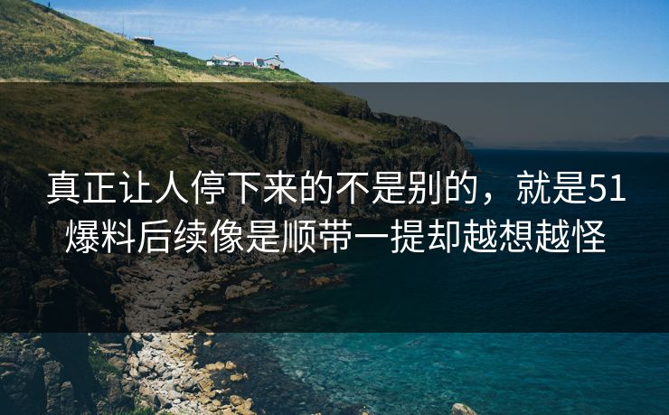 真正让人停下来的不是别的，就是51爆料后续像是顺带一提却越想越怪  第1张