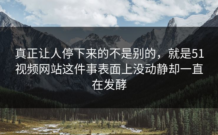 真正让人停下来的不是别的，就是51视频网站这件事表面上没动静却一直在发酵  第1张