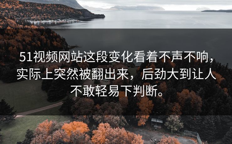 51视频网站这段变化看着不声不响，实际上突然被翻出来，后劲大到让人不敢轻易下判断。  第1张