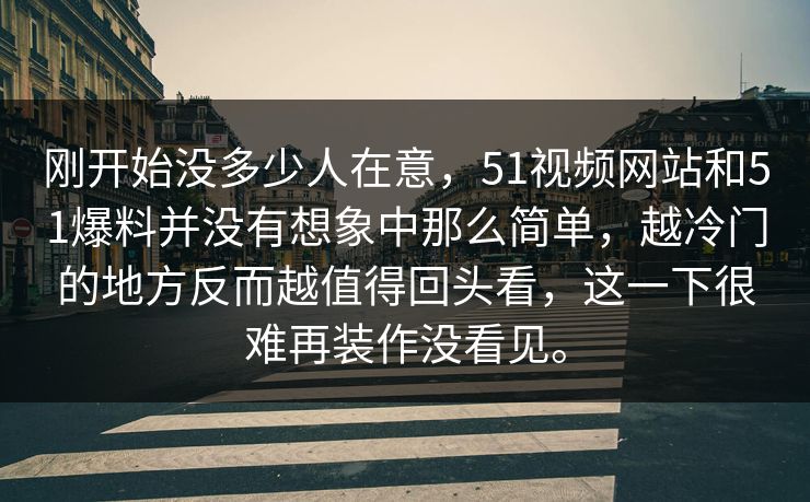 刚开始没多少人在意，51视频网站和51爆料并没有想象中那么简单，越冷门的地方反而越值得回头看，这一下很难再装作没看见。  第1张