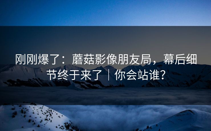 刚刚爆了：蘑菇影像朋友局，幕后细节终于来了｜你会站谁？  第1张
