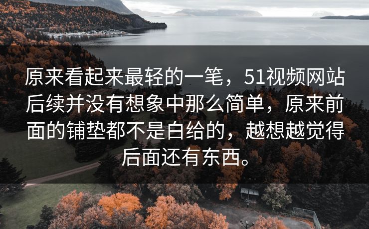 原来看起来最轻的一笔，51视频网站后续并没有想象中那么简单，原来前面的铺垫都不是白给的，越想越觉得后面还有东西。