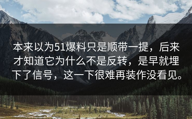 本来以为51爆料只是顺带一提，后来才知道它为什么不是反转，是早就埋下了信号，这一下很难再装作没看见。  第1张